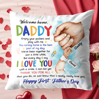 Happy First Father's Day, Hands and Child Toy