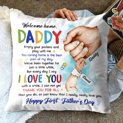 Happy First Father's Day, Hands and Child Toy