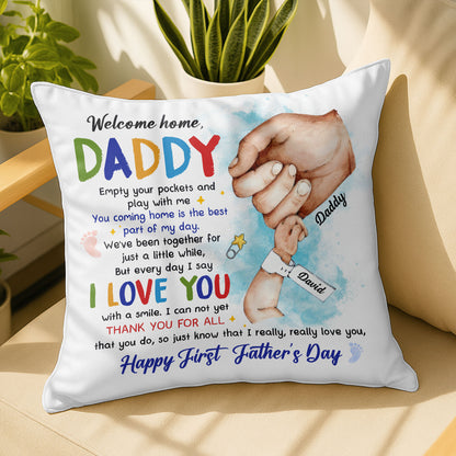 Happy First Father's Day, Hands and Child Toy