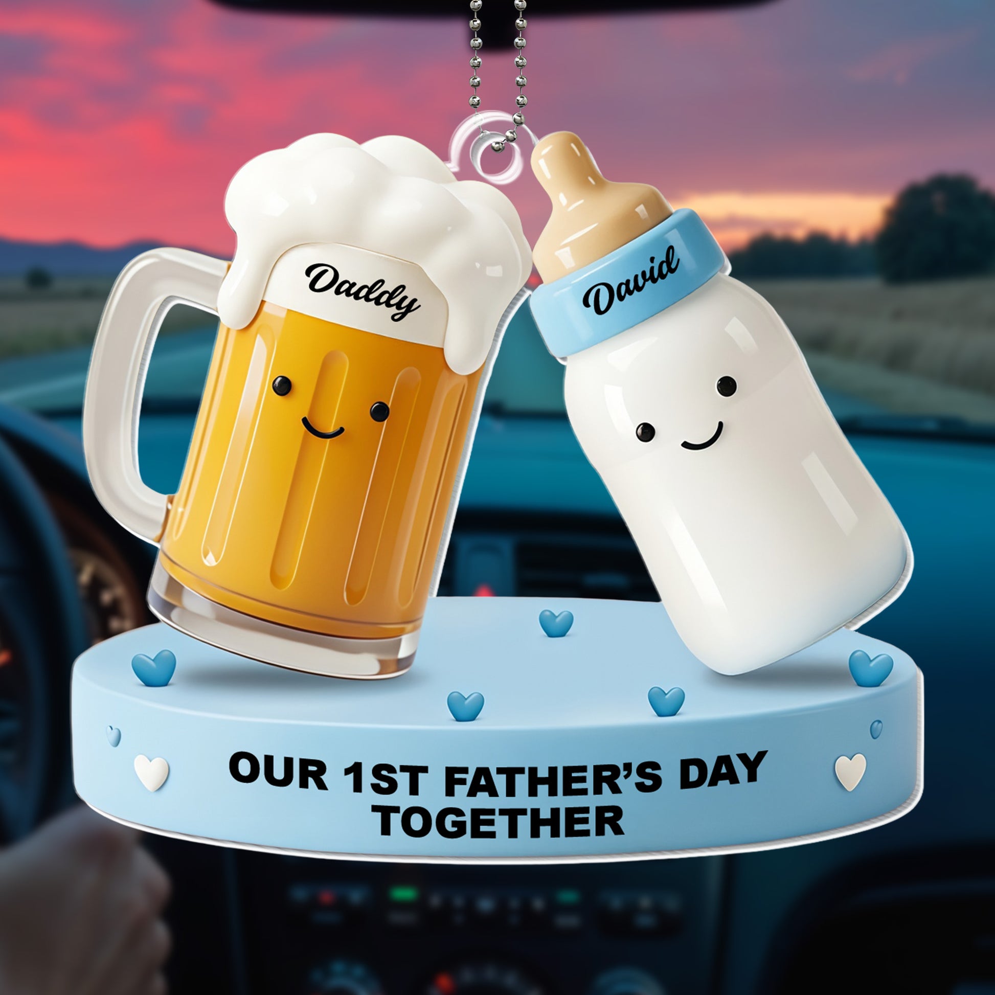 Our 1st Father's Day Together, Beer Mug and Baby Bottle