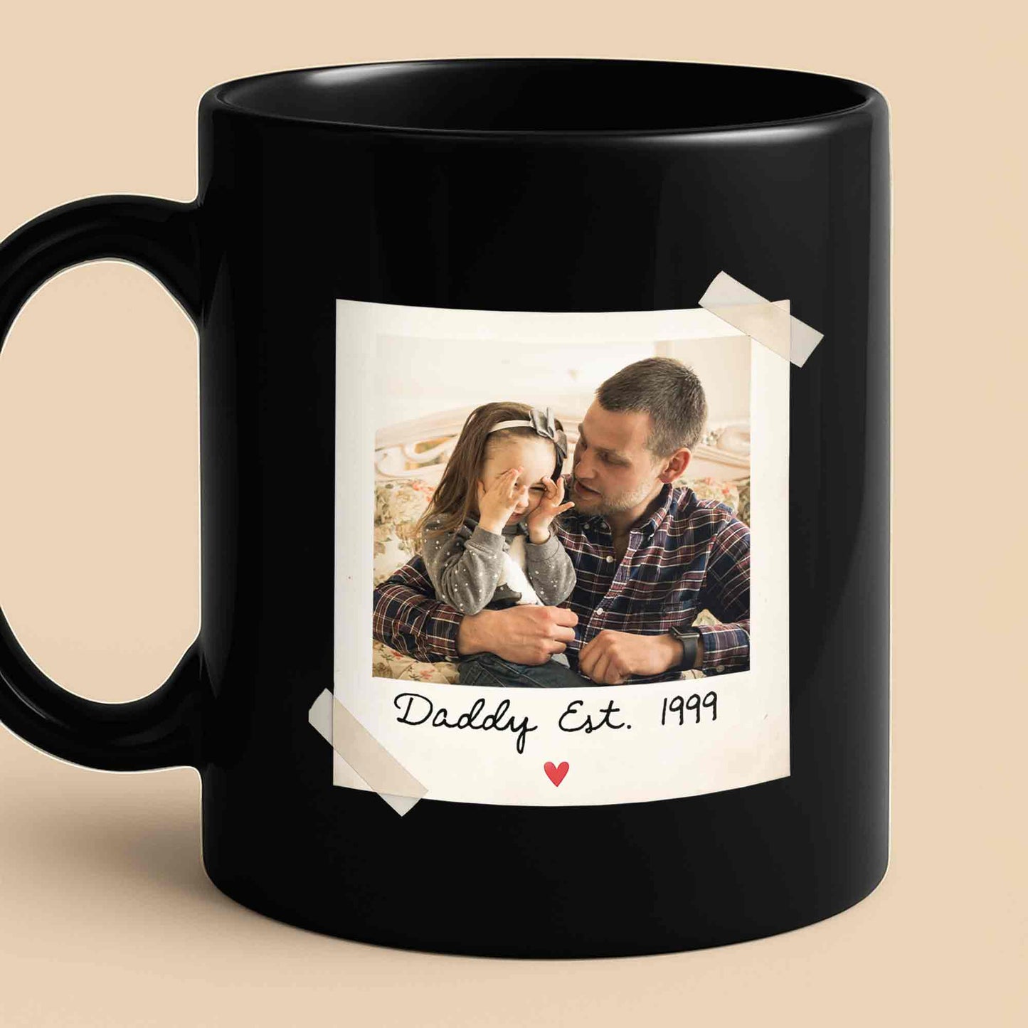 Daddy Est With Custom Polaroid Photo And Heart