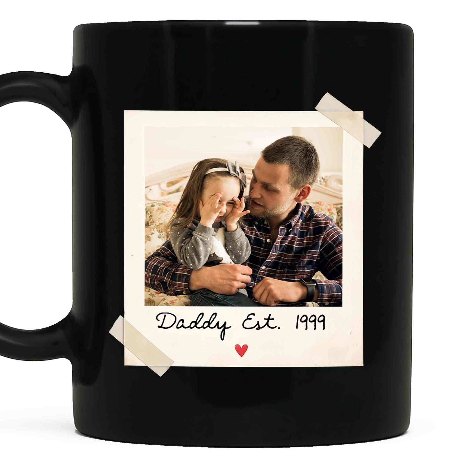 Daddy Est With Custom Polaroid Photo And Heart