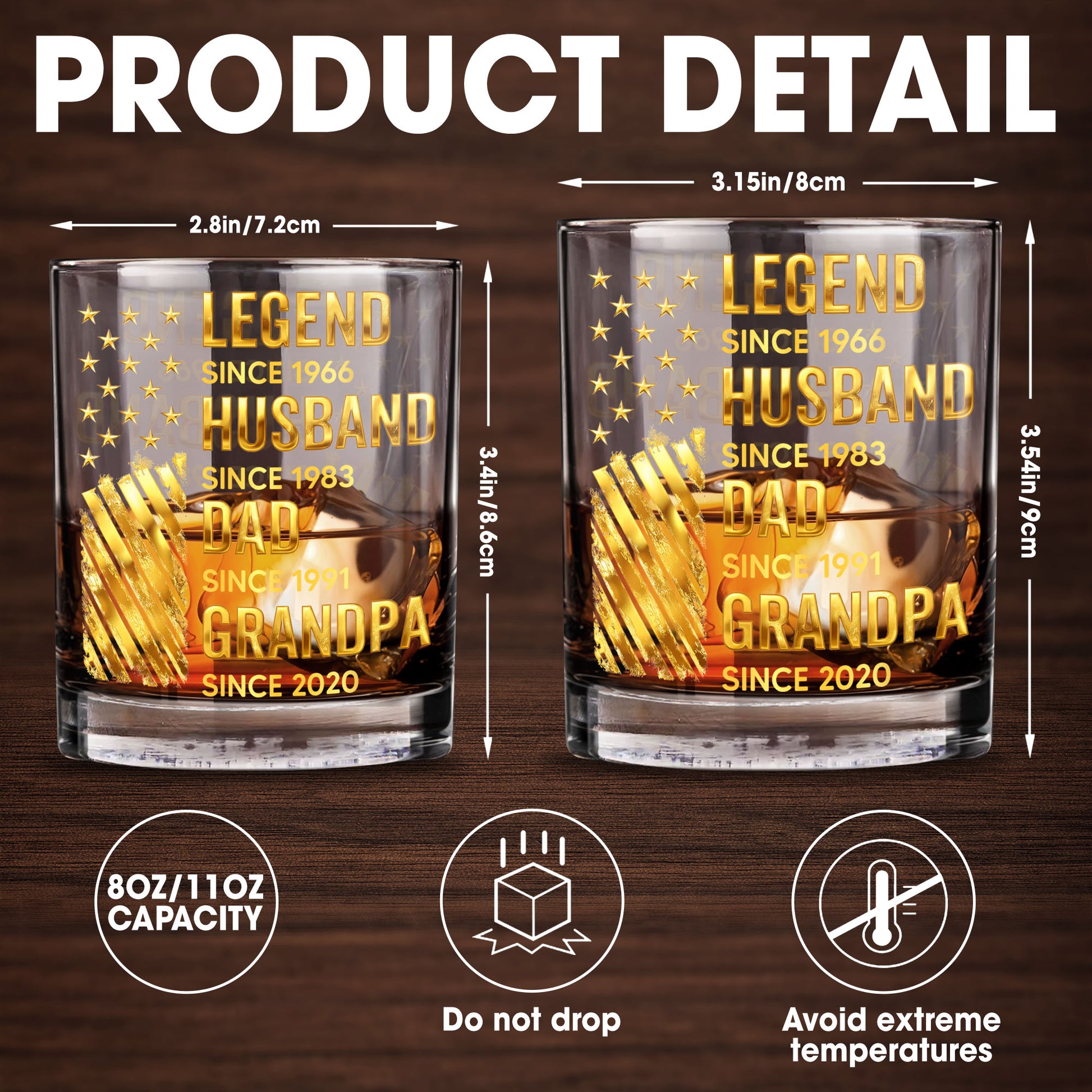 Legend Husband Dad Grandpa Whiskey Glass