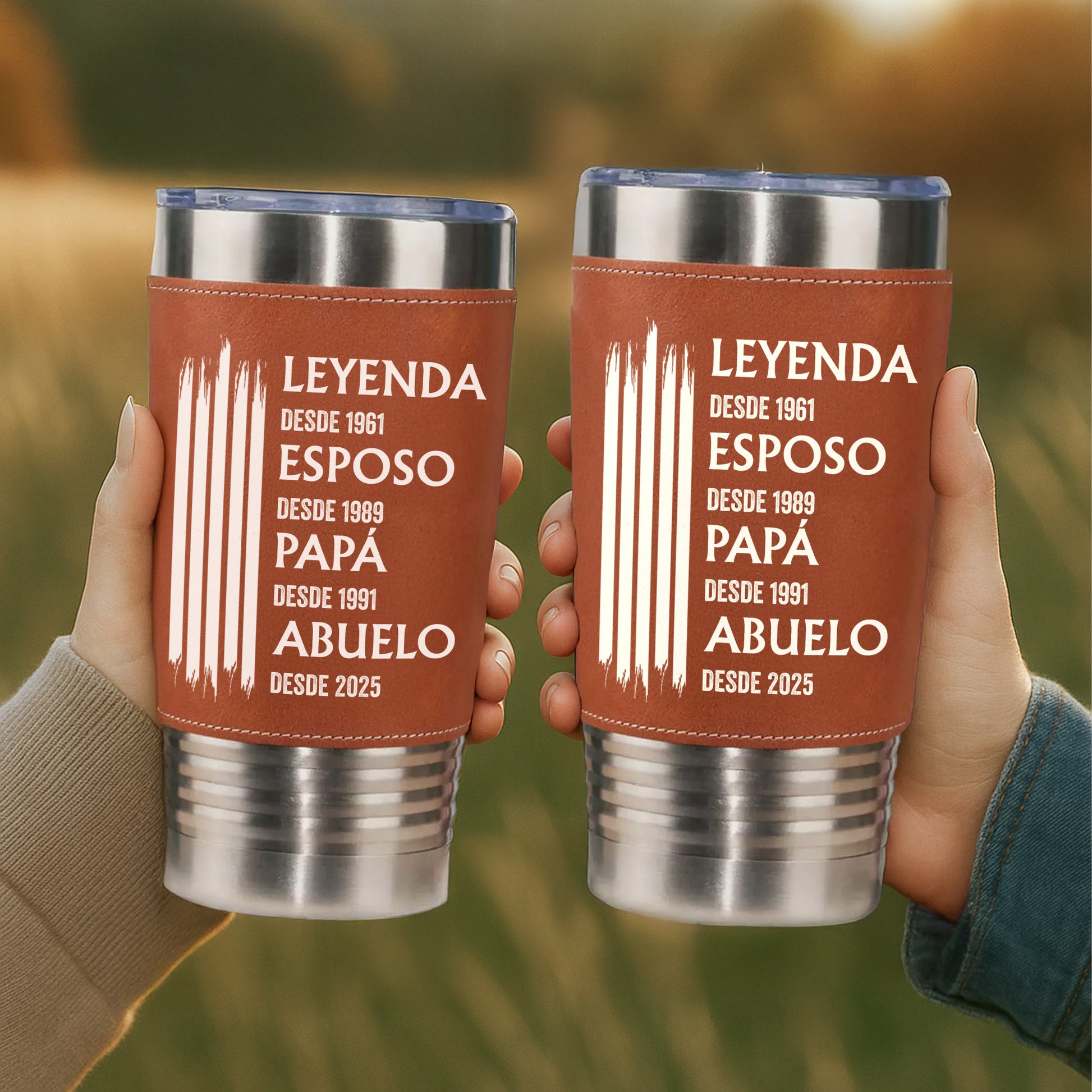 Leyenda Esposo Papá Abuelo Leather Tumbler