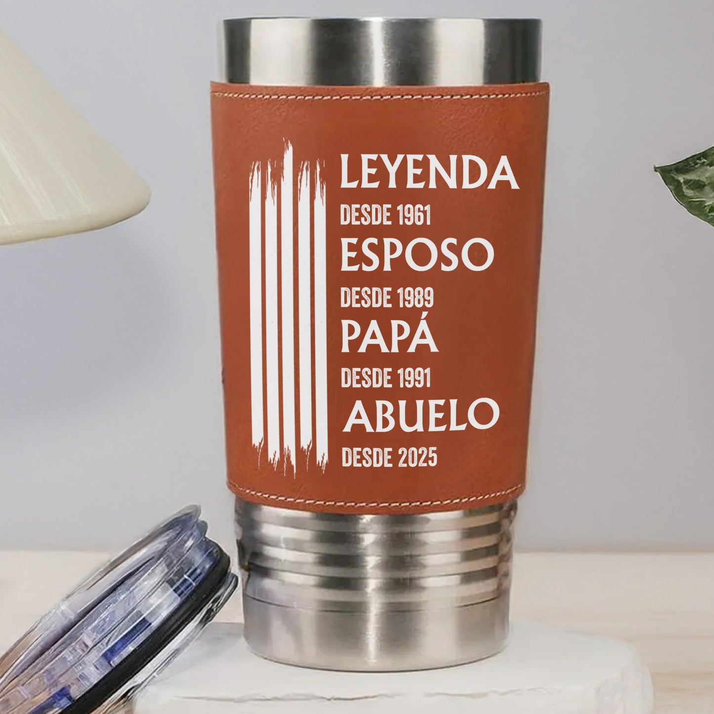 Leyenda Esposo Papá Abuelo Leather Tumbler