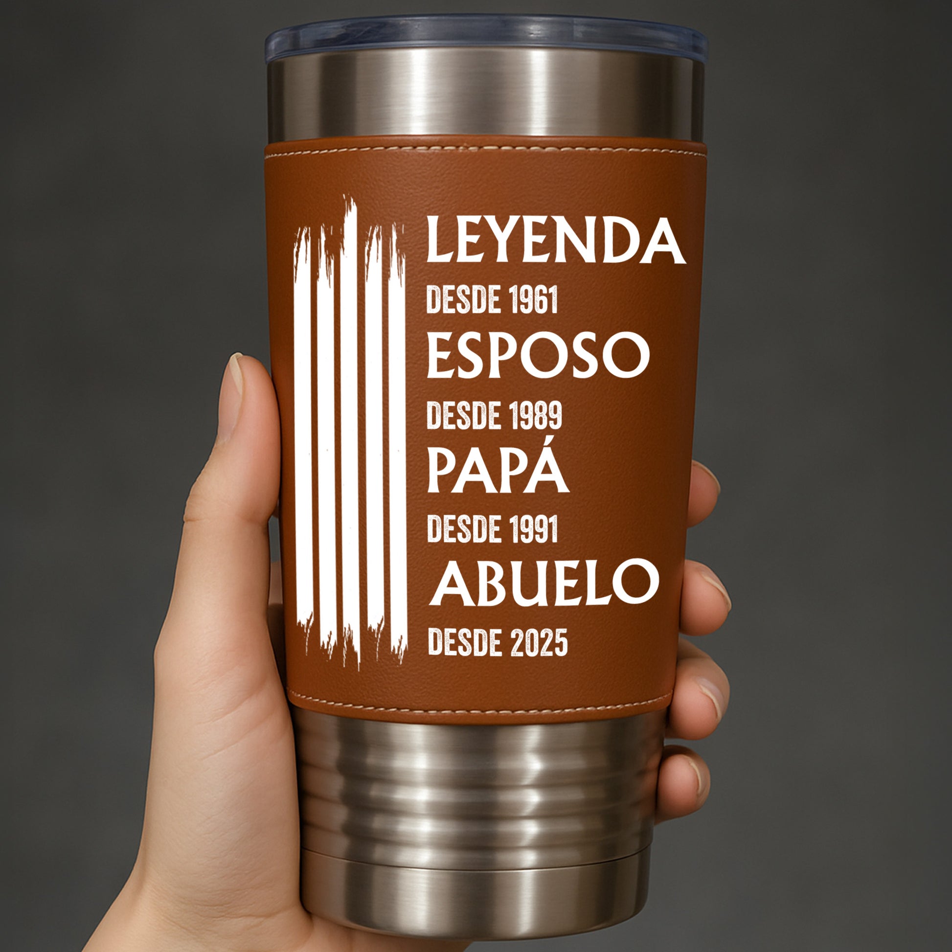 Leyenda Esposo Papá Abuelo Leather Tumbler