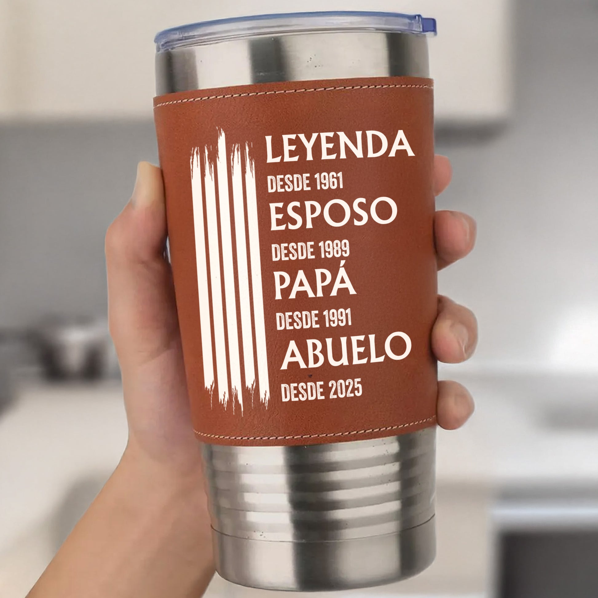 Leyenda Esposo Papá Abuelo Leather Tumbler