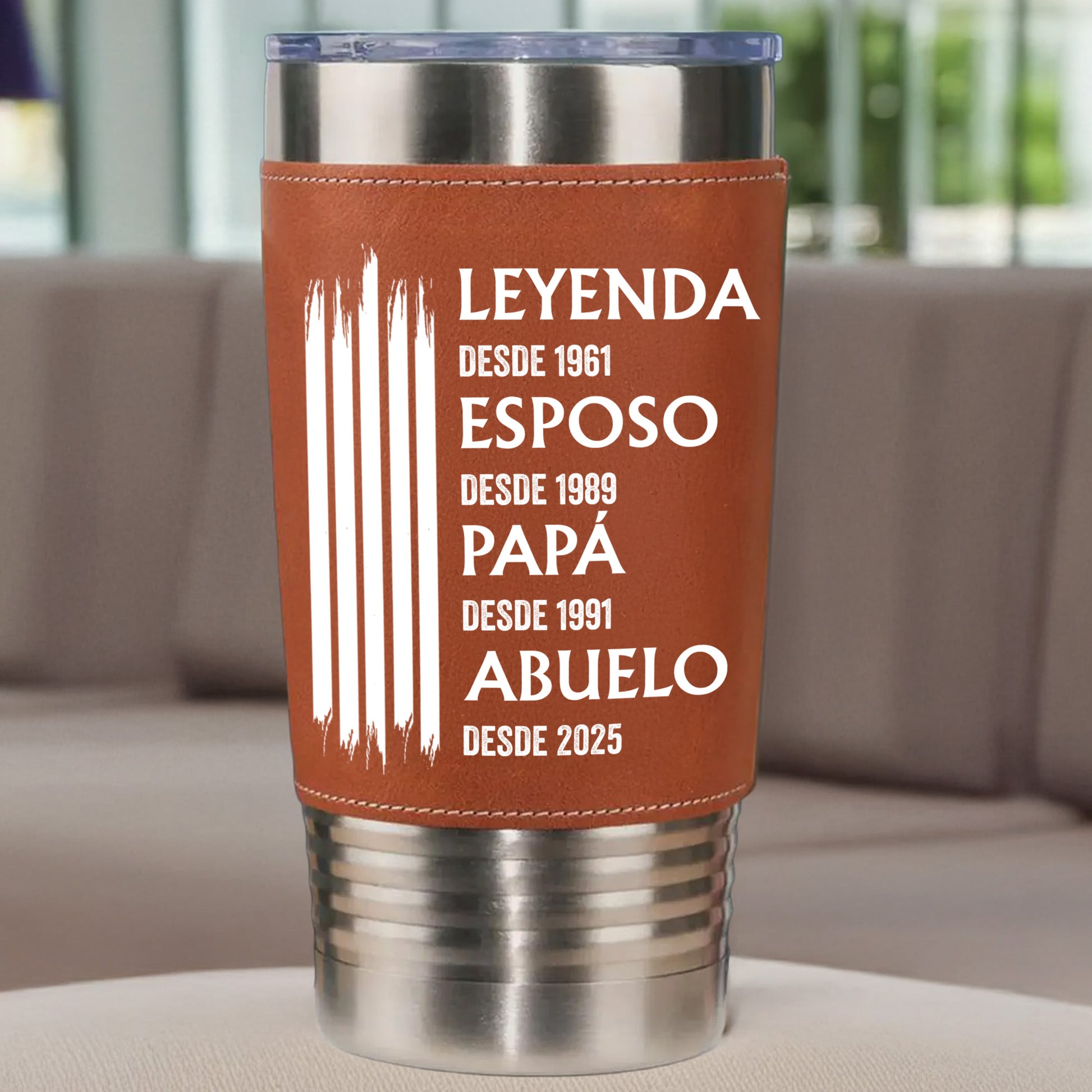 Leyenda Esposo Papá Abuelo Leather Tumbler