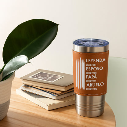 Leyenda Esposo Papá Abuelo Leather Tumbler