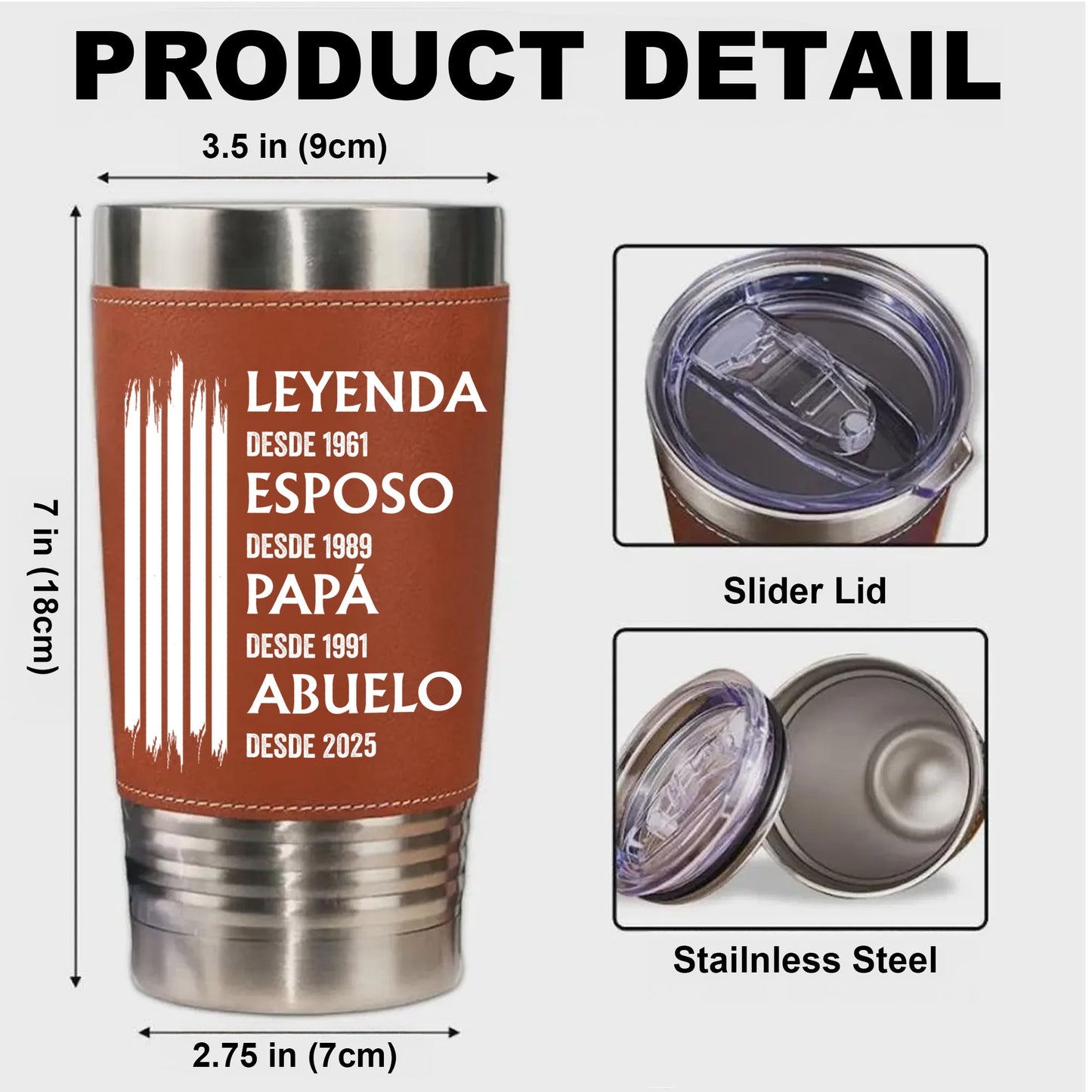 Leyenda Esposo Papá Abuelo Leather Tumbler