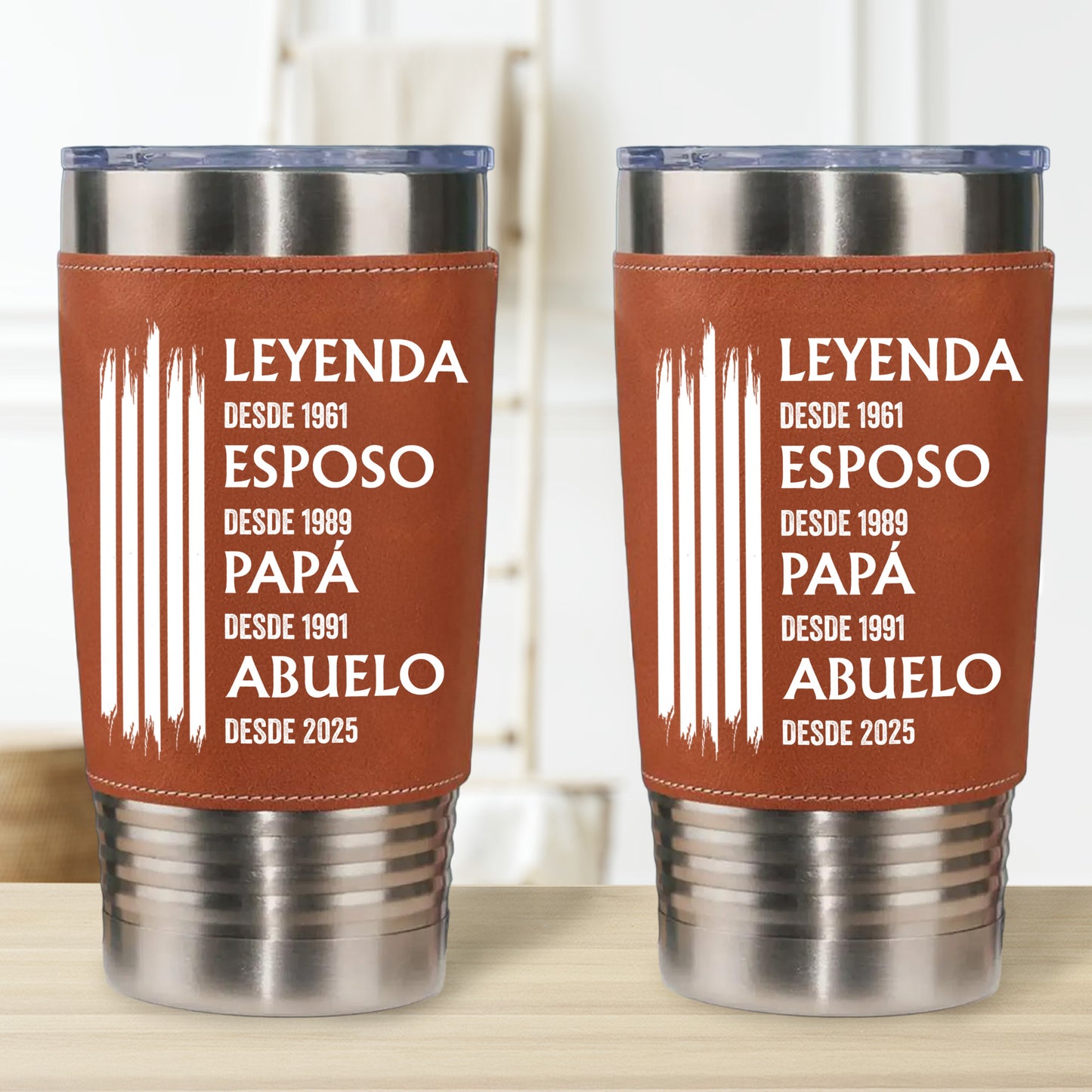 Leyenda Esposo Papá Abuelo Leather Tumbler