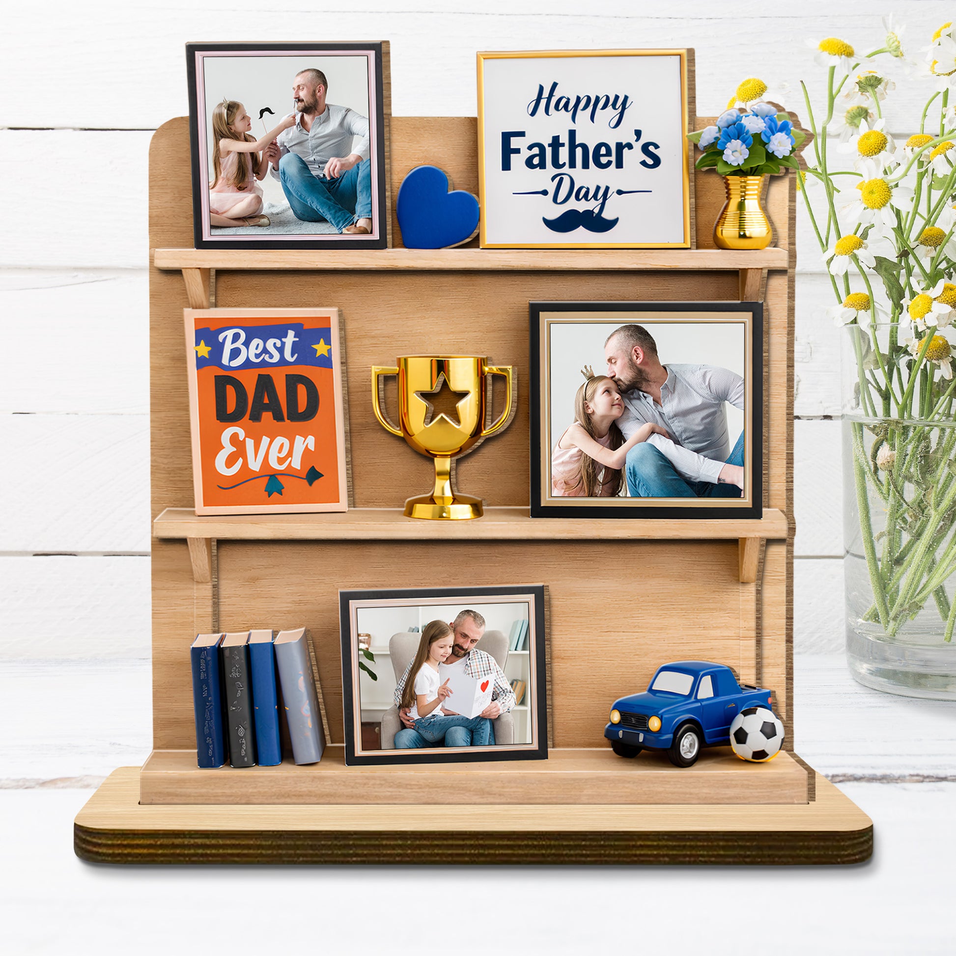 Happy Father's Day Best Dad Ever Trophy and Heart