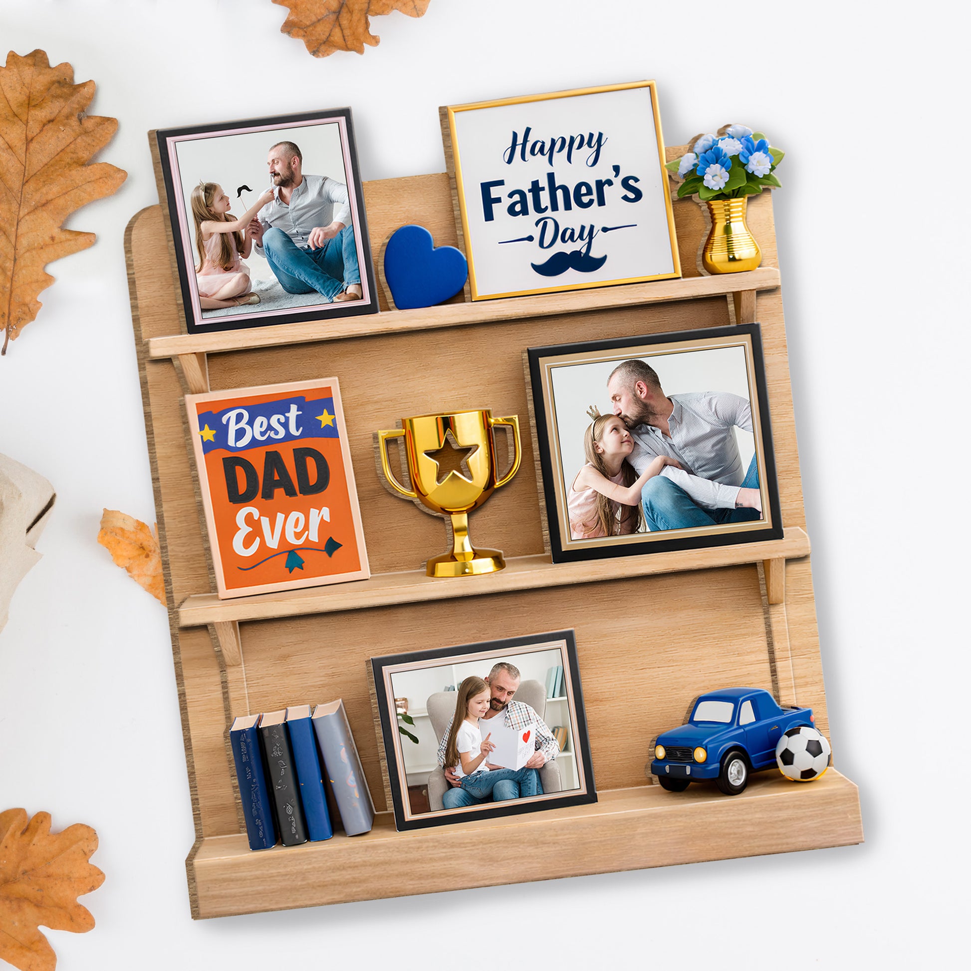 Happy Father's Day Best Dad Ever Trophy and Heart