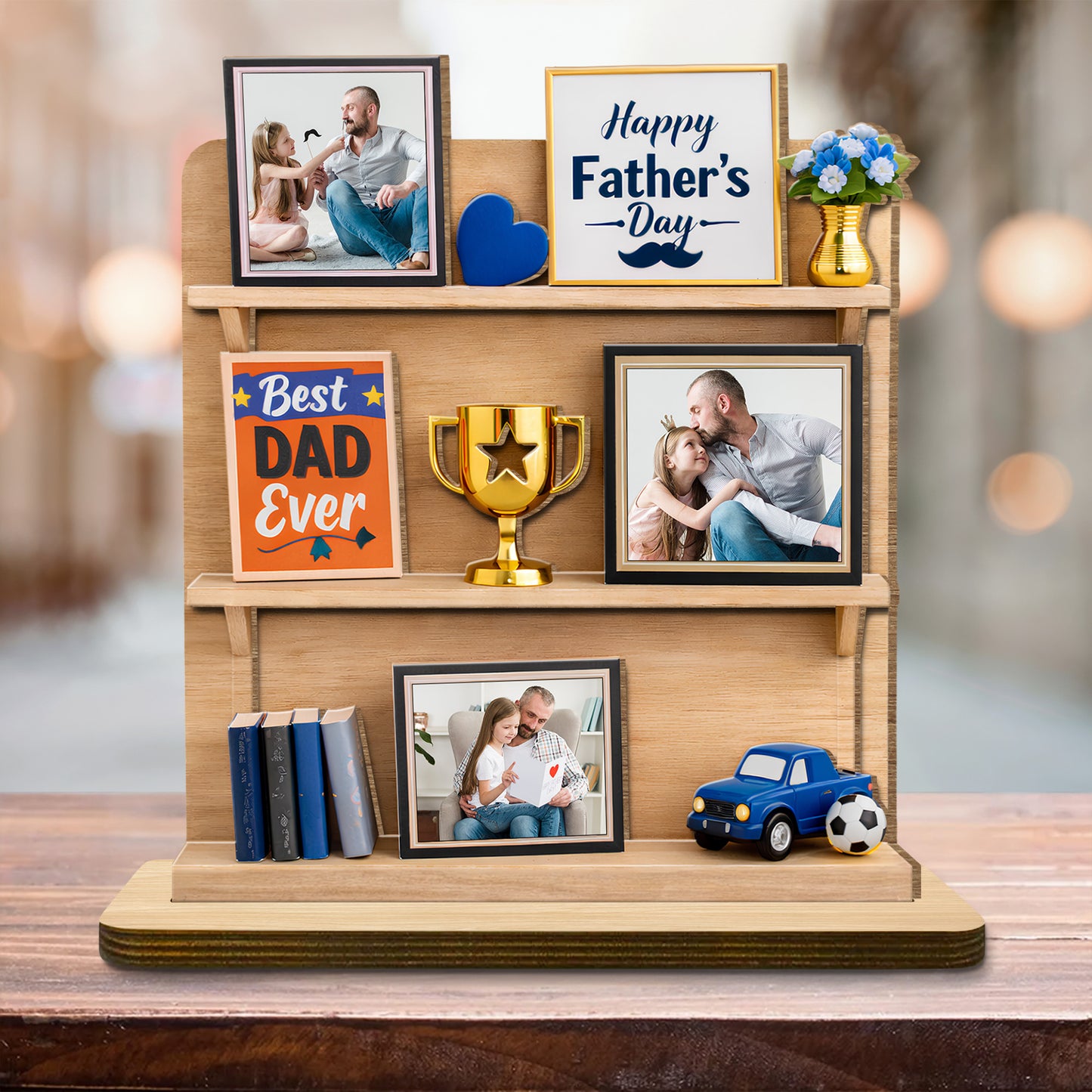 Happy Father's Day Best Dad Ever Trophy and Heart