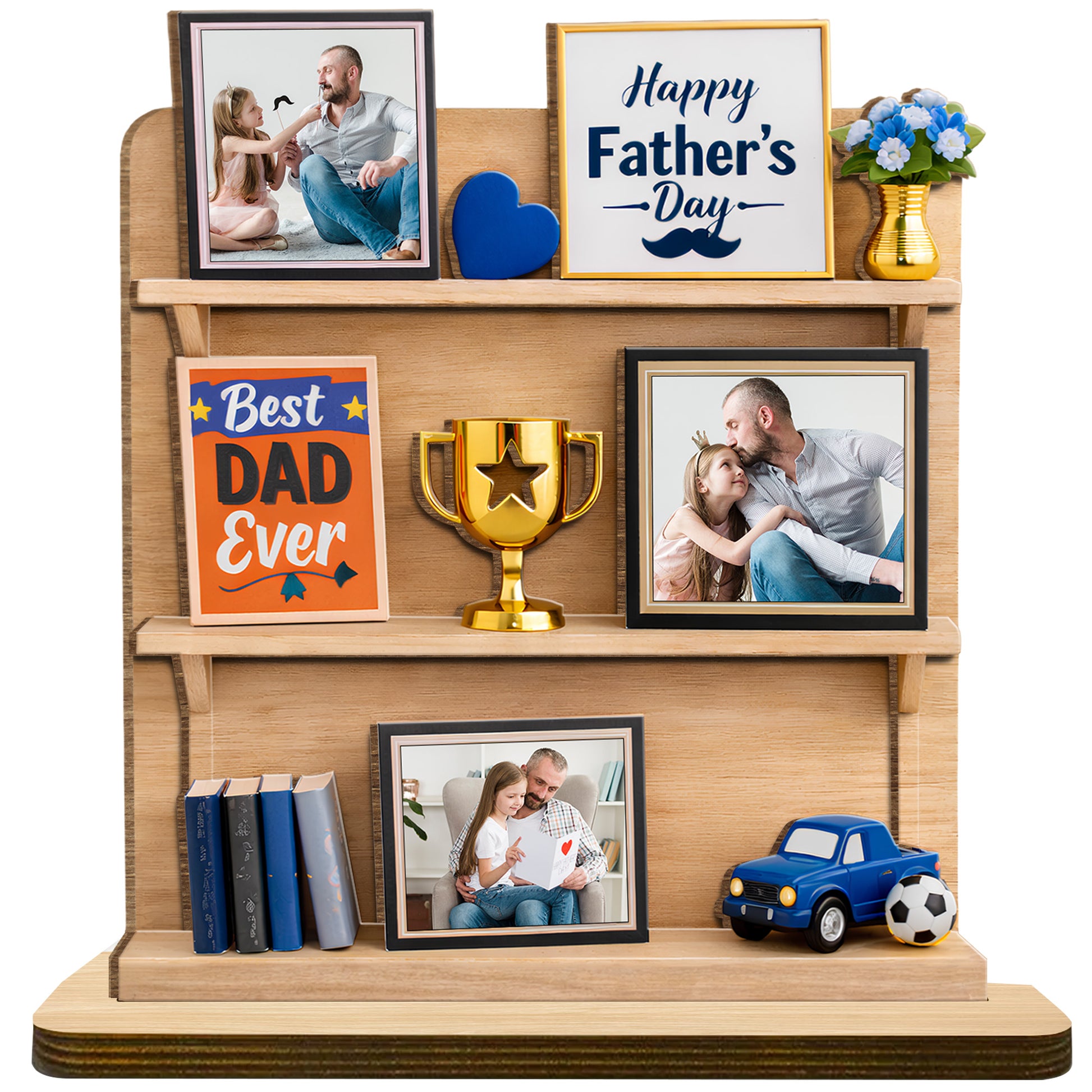 Happy Father's Day Best Dad Ever Trophy and Heart