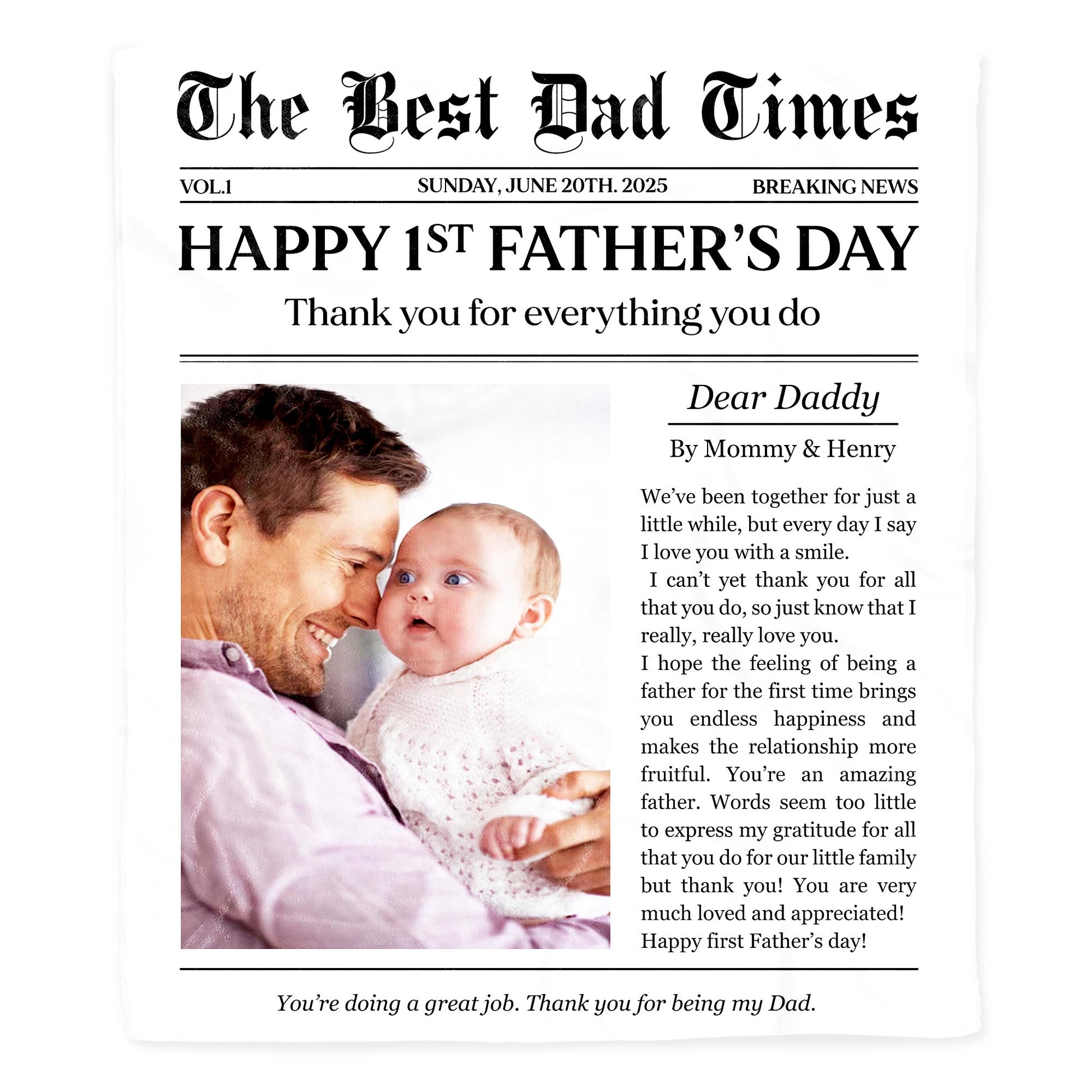 Happy 1st Father’s Day, Dad and Baby Blanket