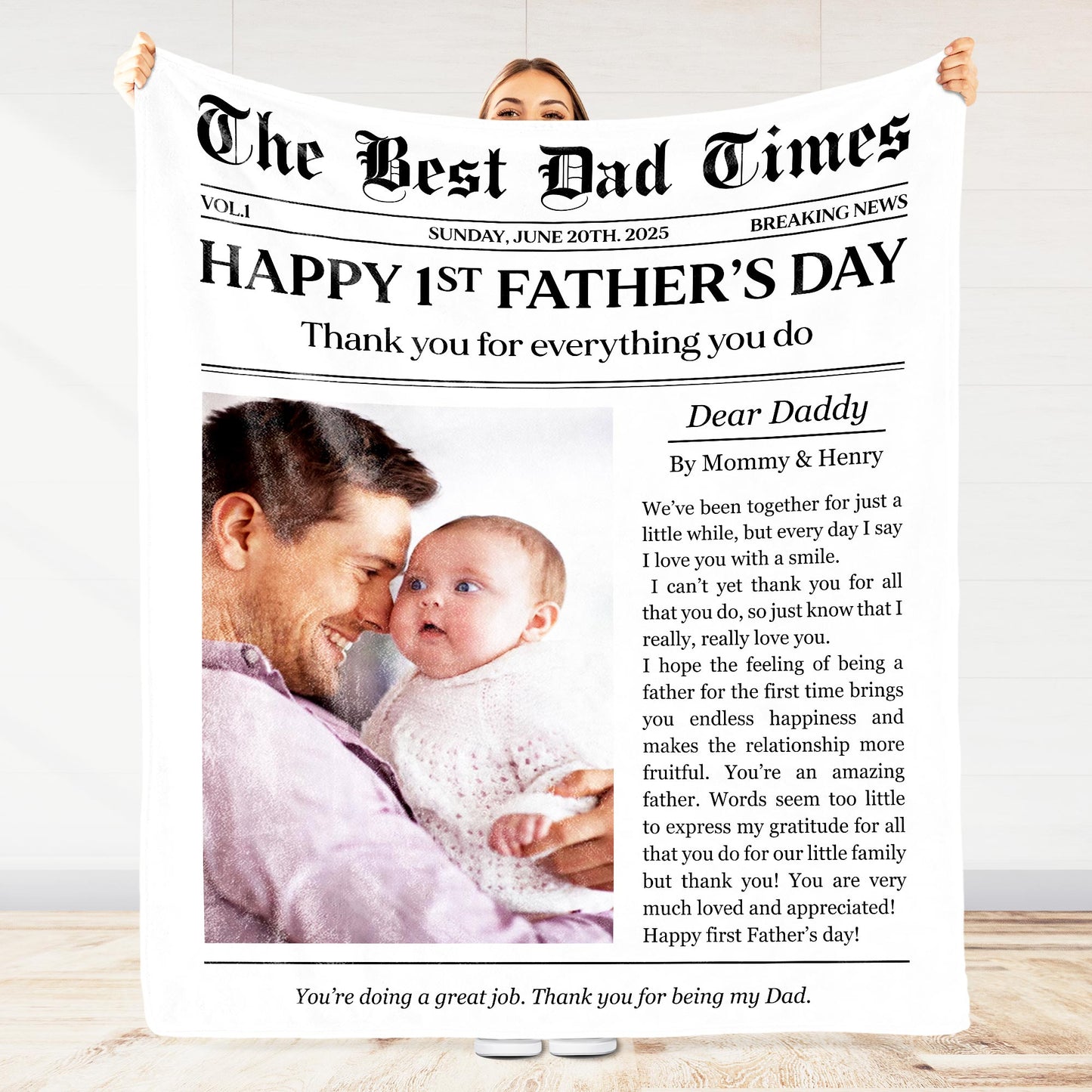 Happy 1st Father’s Day, Dad and Baby Blanket