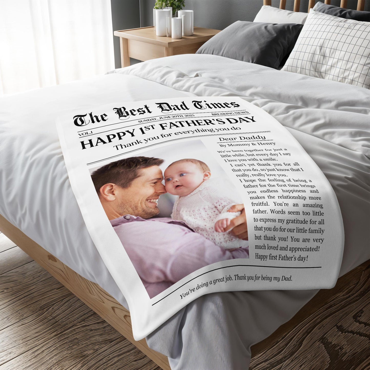 Happy 1st Father’s Day, Dad and Baby Blanket