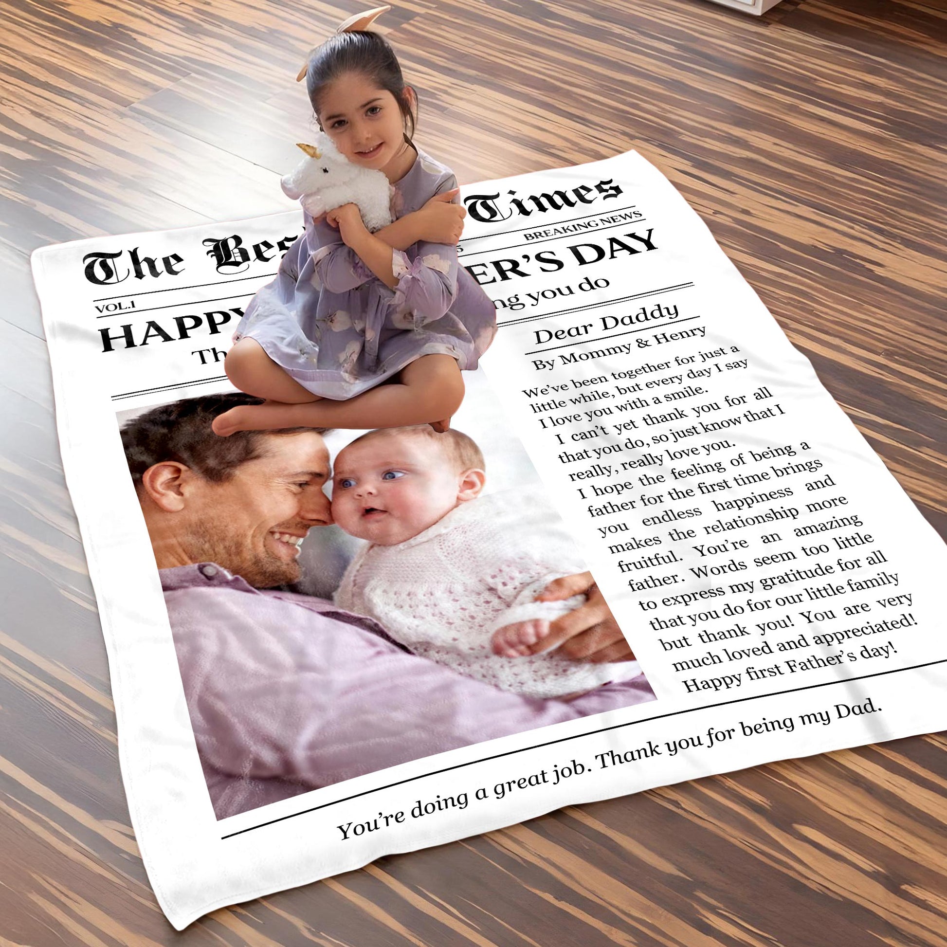 Happy 1st Father’s Day, Dad and Baby Blanket