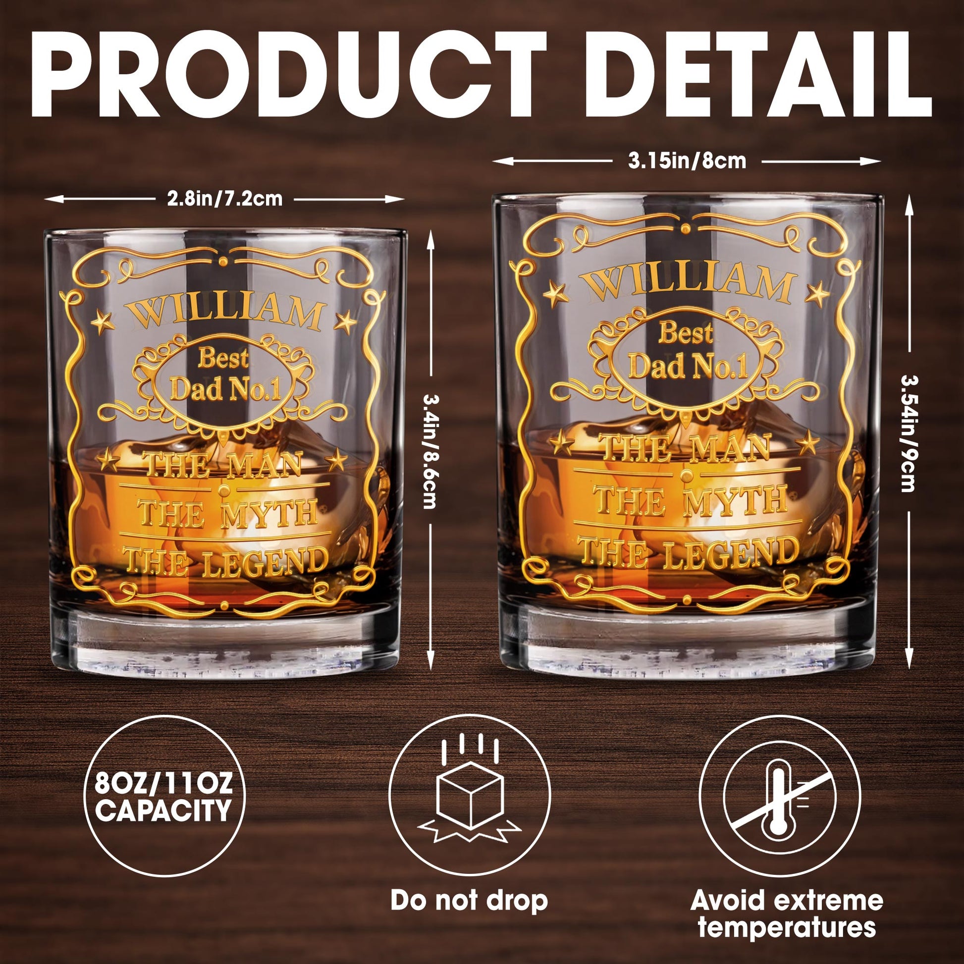 Best Dad No.1, The Man The Myth The Legend Glass