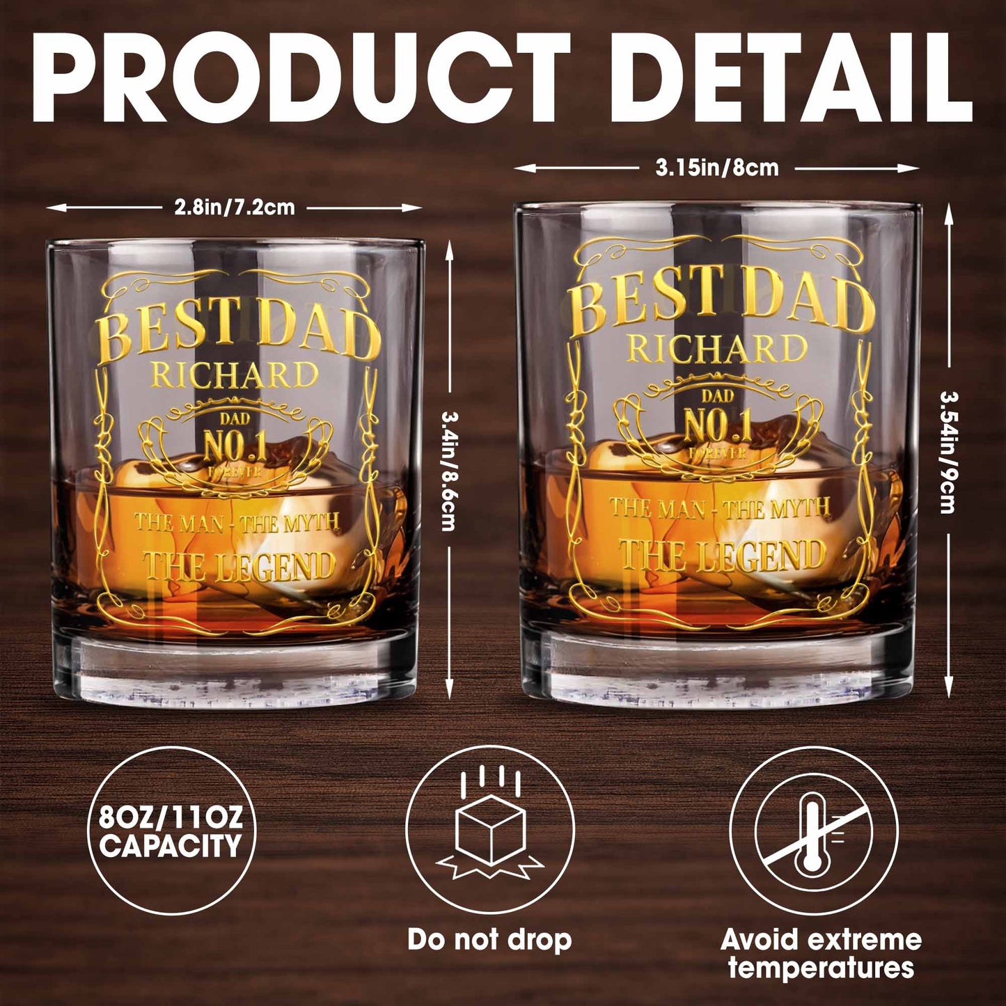 Best Dad, The Man The Myth The Legend Whiskey Glass