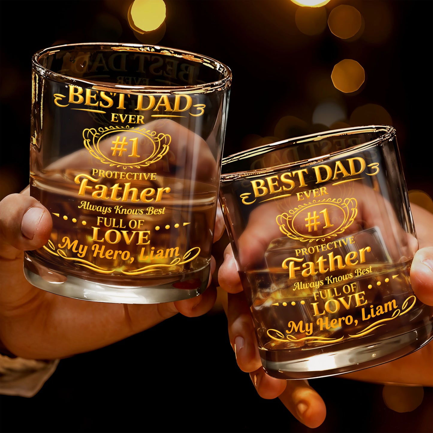 Best Dad Ever Protective Father My Hero Golden Frame