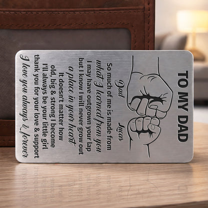 To My Dad So Much Of Me Fist Bump Hands - Personalized Aluminum Wallet Card - DAD297_ALCA