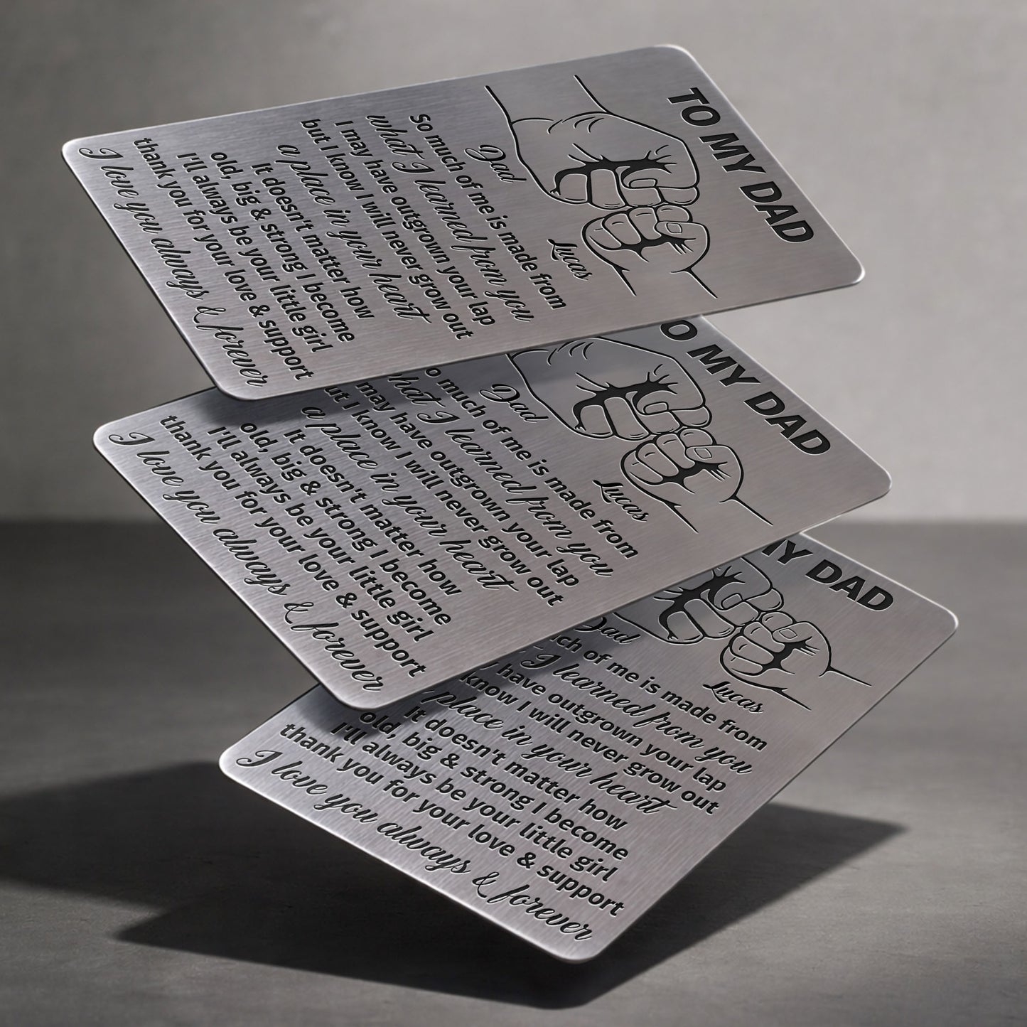 To My Dad So Much Of Me Fist Bump Hands - Personalized Aluminum Wallet Card - DAD297_ALCA