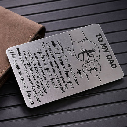 To My Dad So Much Of Me Fist Bump Hands - Personalized Aluminum Wallet Card - DAD297_ALCA