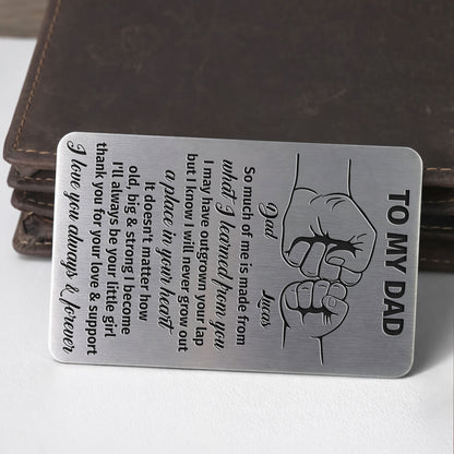 To My Dad So Much Of Me Fist Bump Hands - Personalized Aluminum Wallet Card - DAD297_ALCA