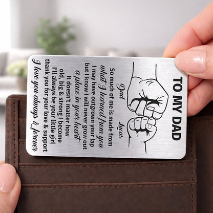 To My Dad So Much Of Me Fist Bump Hands - Personalized Aluminum Wallet Card - DAD297_ALCA