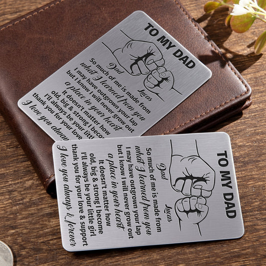 To My Dad So Much Of Me Fist Bump Hands - Personalized Aluminum Wallet Card - DAD297_ALCA
