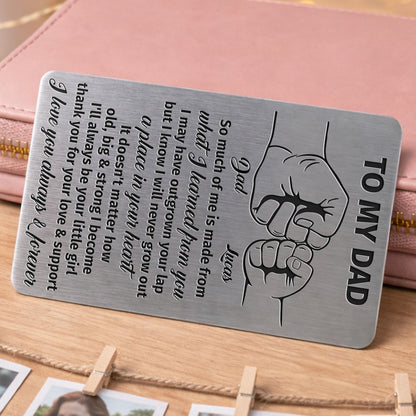 To My Dad So Much Of Me Fist Bump Hands - Personalized Aluminum Wallet Card - DAD297_ALCA