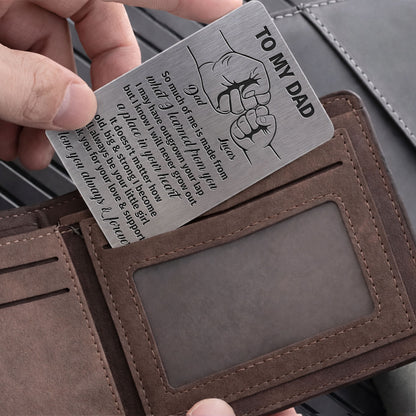 To My Dad So Much Of Me Fist Bump Hands - Personalized Aluminum Wallet Card - DAD297_ALCA