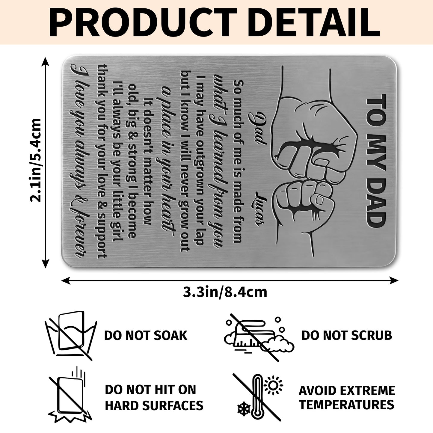 To My Dad So Much Of Me Fist Bump Hands - Personalized Aluminum Wallet Card - DAD297_ALCA