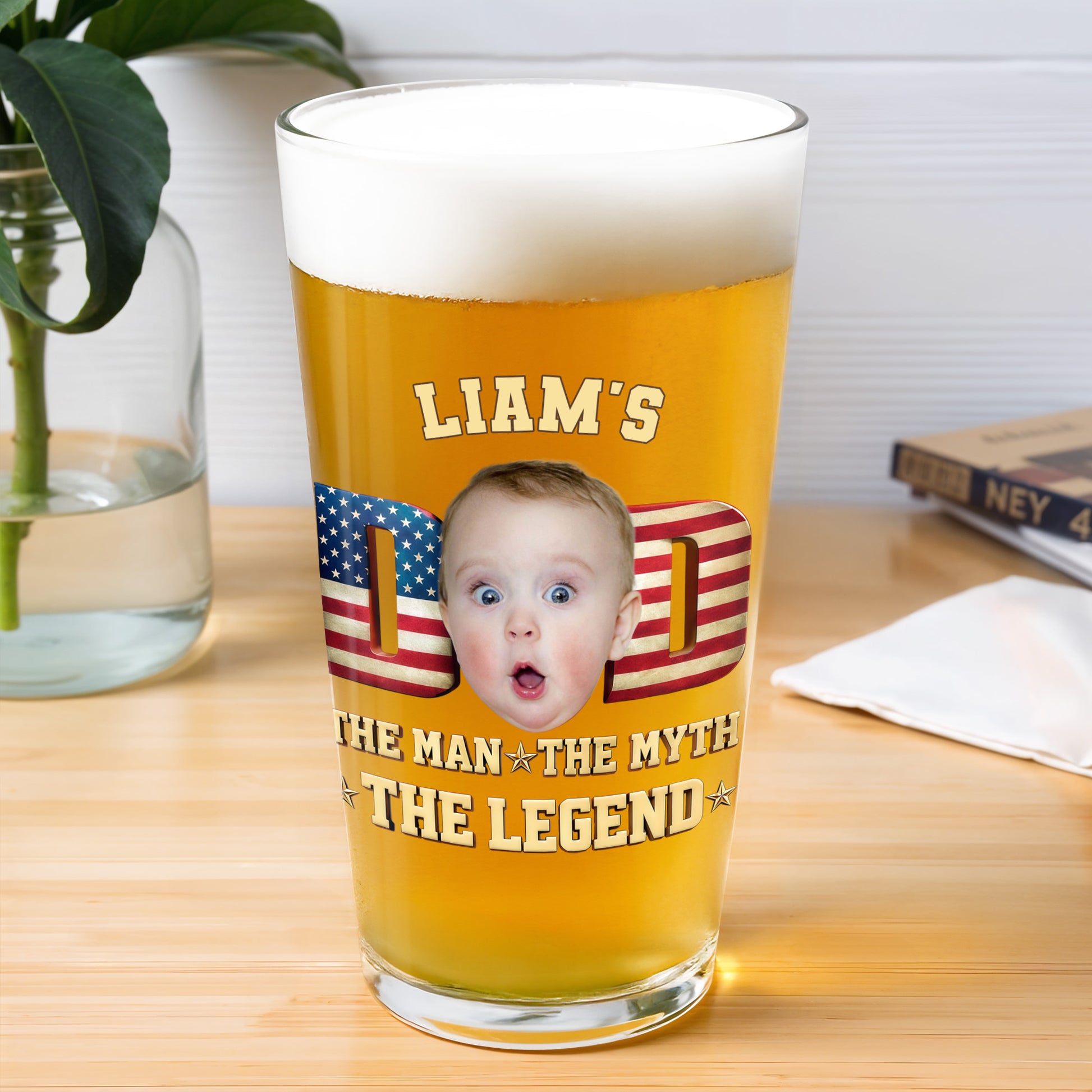 Dad The Man The Myth The Legend American Flag Child Face