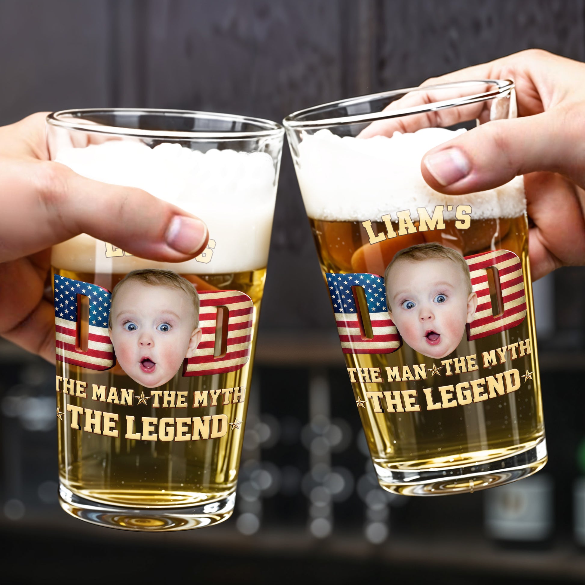 Dad The Man The Myth The Legend American Flag Child Face