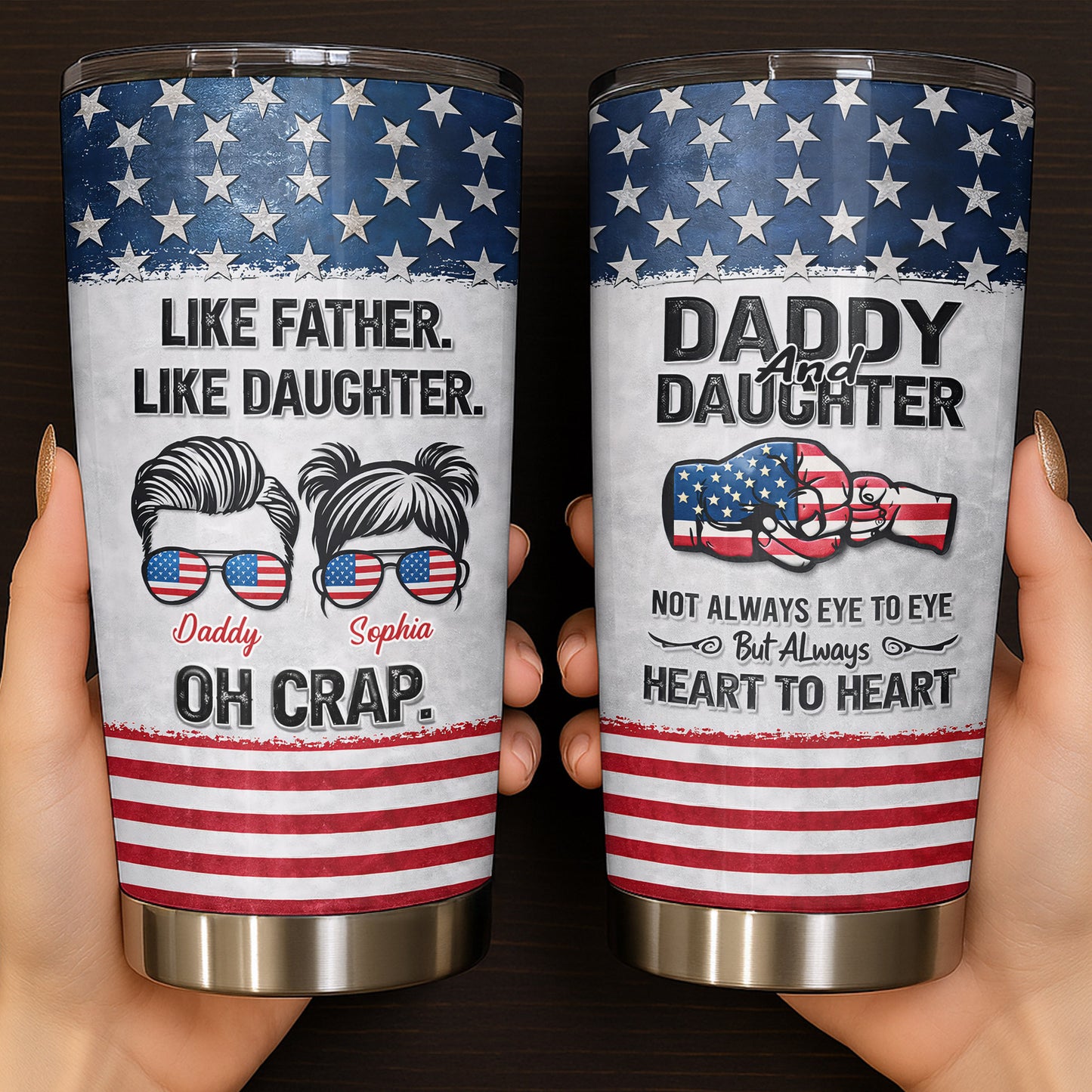 Like Father Like Daughter Oh Crap American Flag Sunglasses