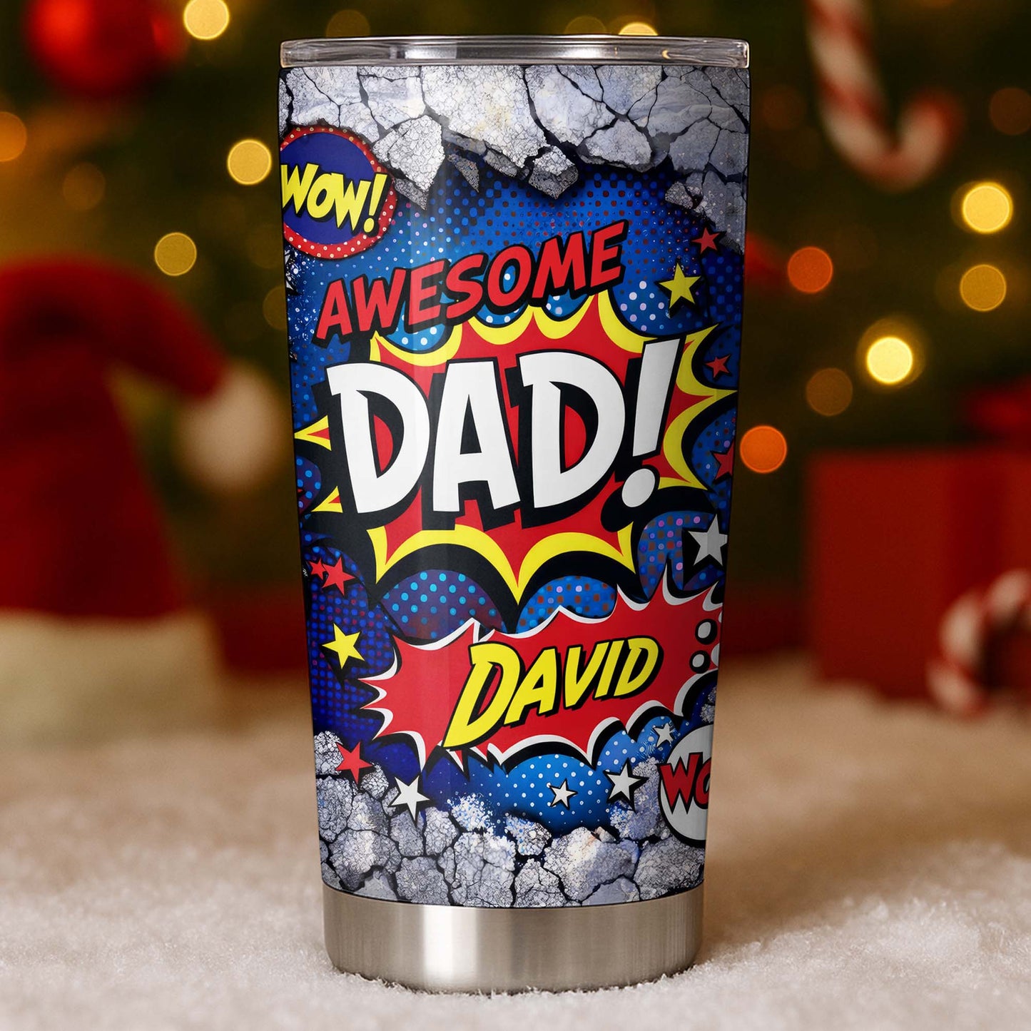 Awesome Dad Number One Nutrition Facts Superhero Comic Stars - Personalized Custom Stainless Steel Tumbler 20oz 30oz - DAD303_TB