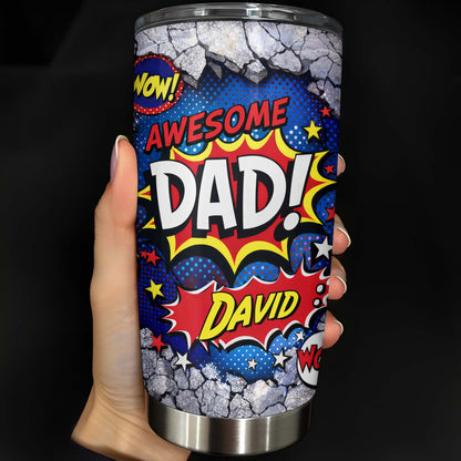 Awesome Dad Number One Nutrition Facts Superhero Comic Stars - Personalized Custom Stainless Steel Tumbler 20oz 30oz - DAD303_TB