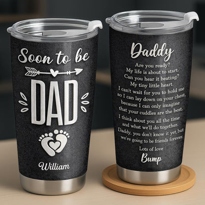 Soon To Be Dad With Baby Footprints And Heart Arrow - Personalized Custom Stainless Steel Tumbler 20oz 30oz - DAD311_TB
