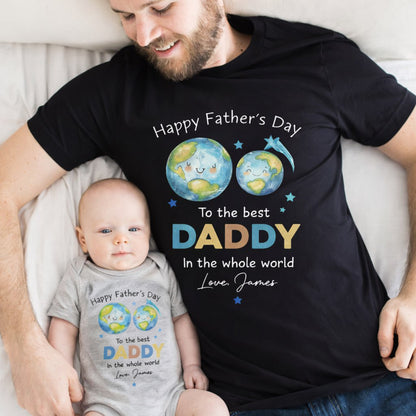 Happy Father's Day To The Best Daddy Earth Planets - Personalized Custom Unisex T-shirt, Hoodie - DAD313_BBAS