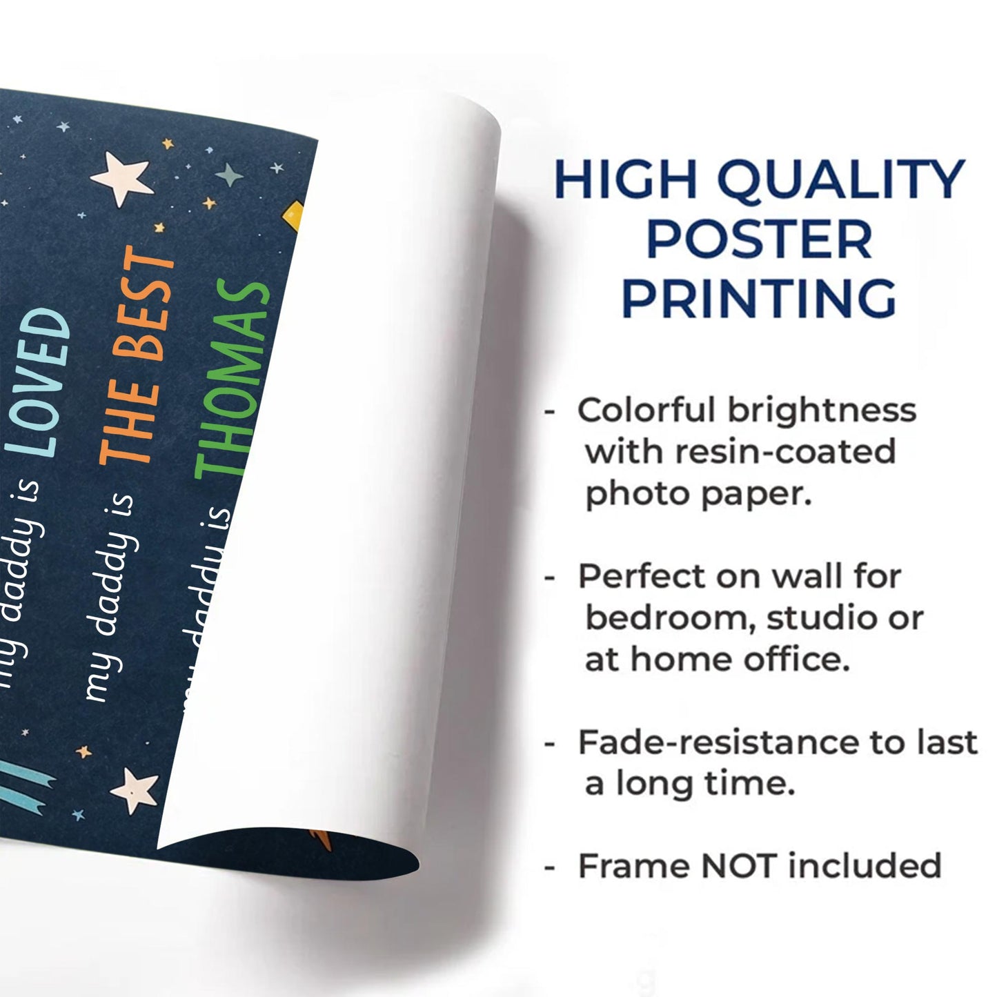 My Daddy Is Strong Kind Caring Brave Personalized Stars And Rocket - Personalized Custom Vertical Poster - DAD386_VPOS