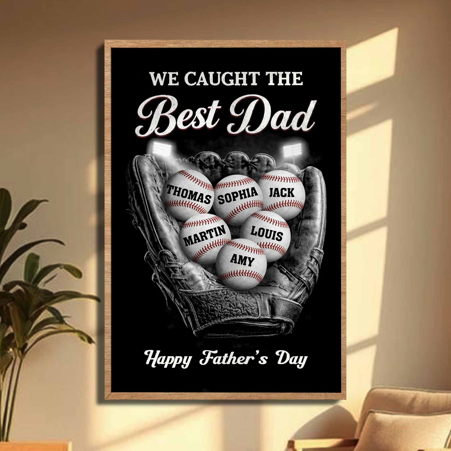 I Caught The Best Dad Baseball Glove And Balls - Personalized Custom Vertical Poster - DAD506_VPOS