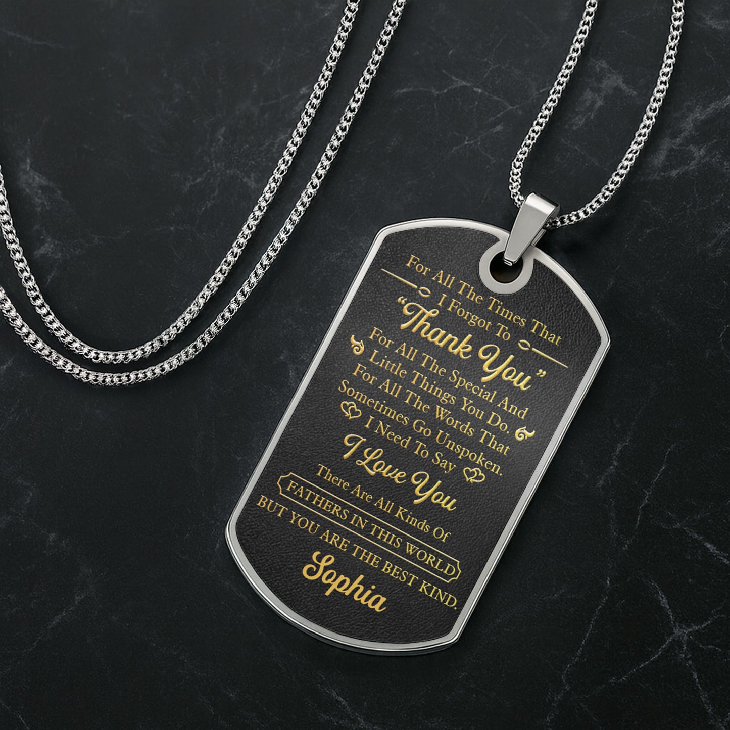 To My Dad Personalized Monogram Initial With Custom Last Name - Personalized Custom Dog Tag Necklace - DAD659_DTNECK