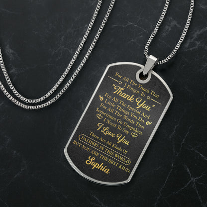 To My Dad Personalized Monogram Initial With Custom Last Name - Personalized Custom Dog Tag Necklace - DAD659_DTNECK
