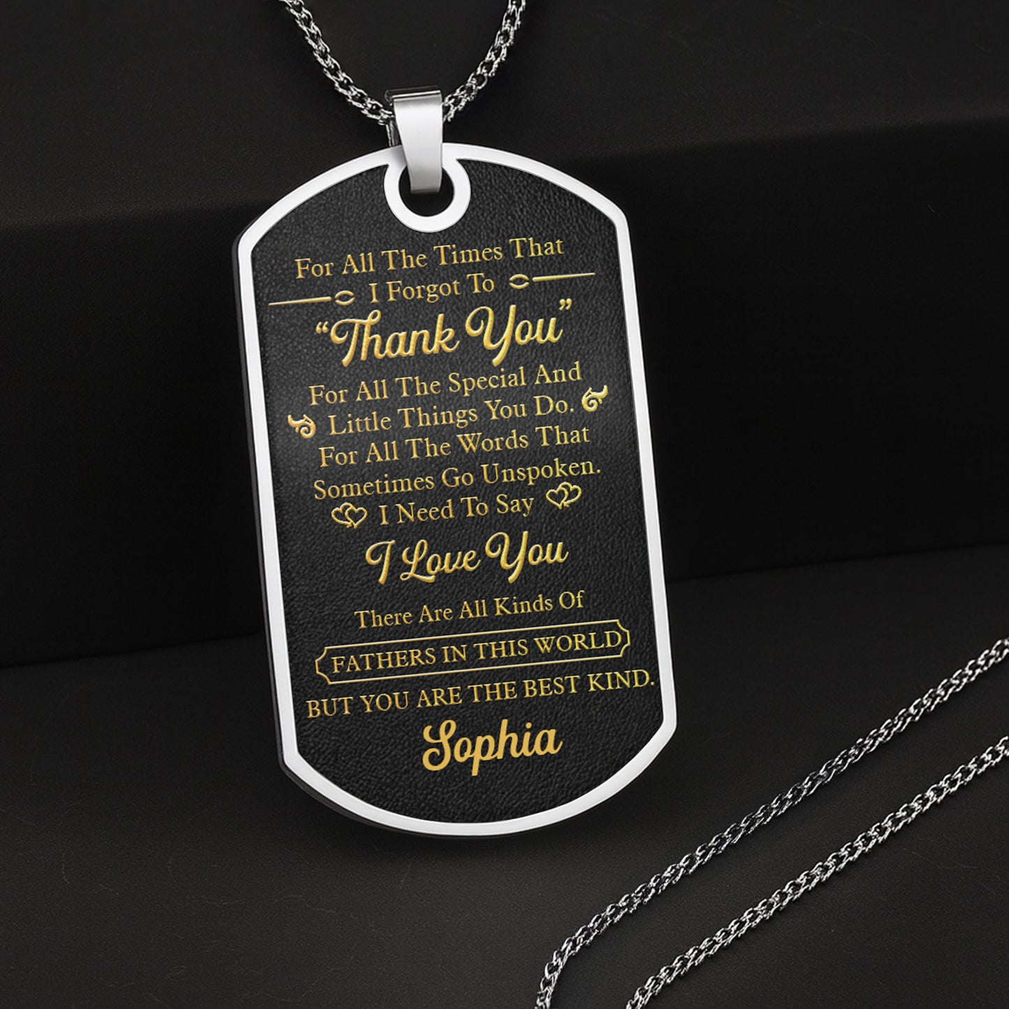 To My Dad Personalized Monogram Initial With Custom Last Name - Personalized Custom Dog Tag Necklace - DAD659_DTNECK