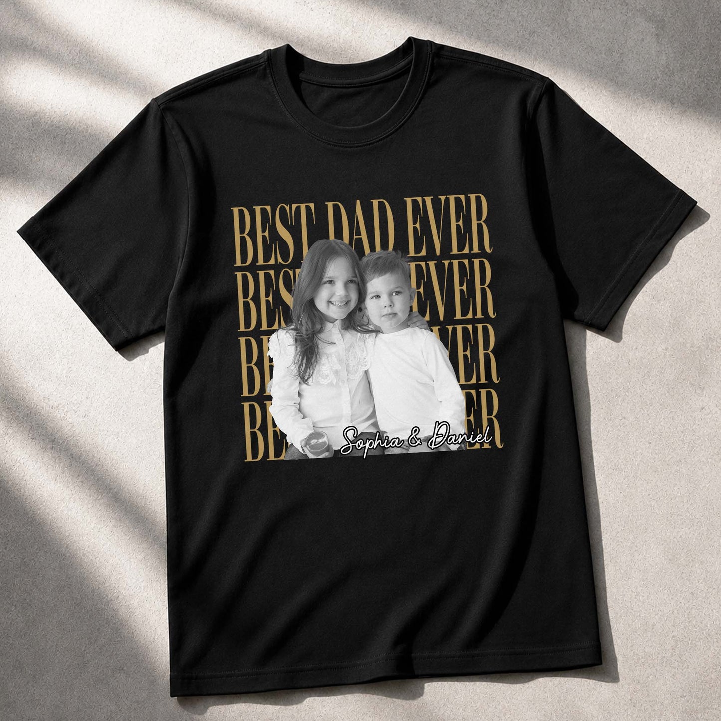 Best Dad Ever With Custom Photo And Names - Personalized Custom Unisex T-shirt, Hoodie - DAD707_BBAS