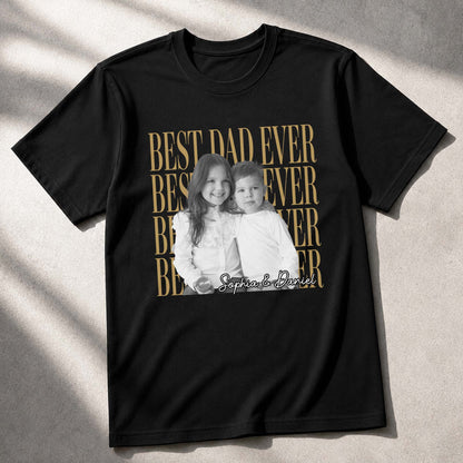 Best Dad Ever With Custom Photo And Names - Personalized Custom Unisex T-shirt, Hoodie - DAD707_BBAS