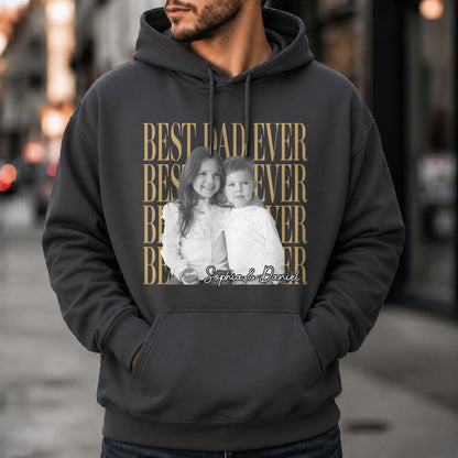 Best Dad Ever With Custom Photo And Names - Personalized Custom Unisex T-shirt, Hoodie - DAD707_BBAS